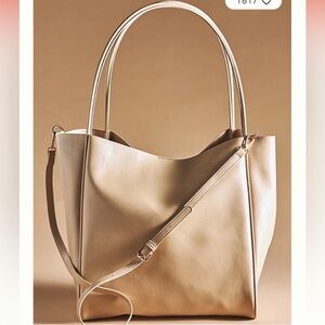 Anthropologie Hollace Tote Beige Mini Bag Purse Handbag